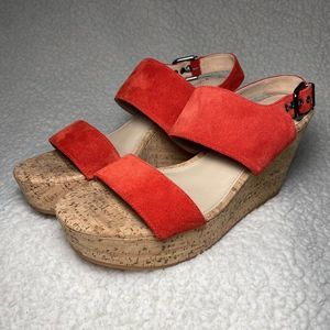 NWOT Via Spiga Kezia Red Suede Wedge Size 9.5M